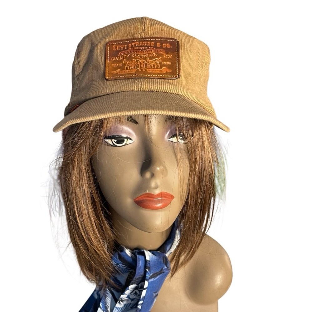 LEVIS Orange Tab Corduroy Hat 2 Horse Leather Patch Duck Tan Adjustable UNISEX - Picture 8 of 8